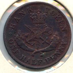 Canada 1857 1/2 penny bank token XF