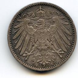 Germany 1915-A silver 1 mark nice XF
