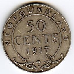 Newfoundland 1917-C silver 50 cents F