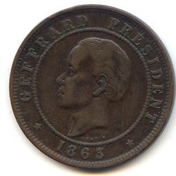 Haiti 1863 20 centimes good VF