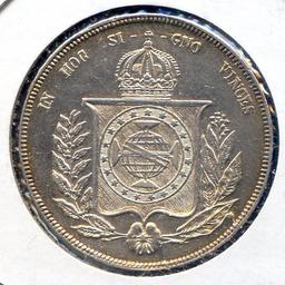 Brazil 1855 silver 1000 reis XF
