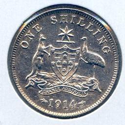 Australia 1914 silver 1 shilling about XF