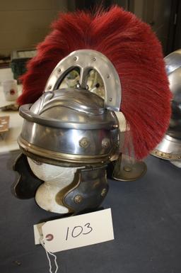 ROMAN HELMET WITH RED PLUME, 16 3/4" TALL