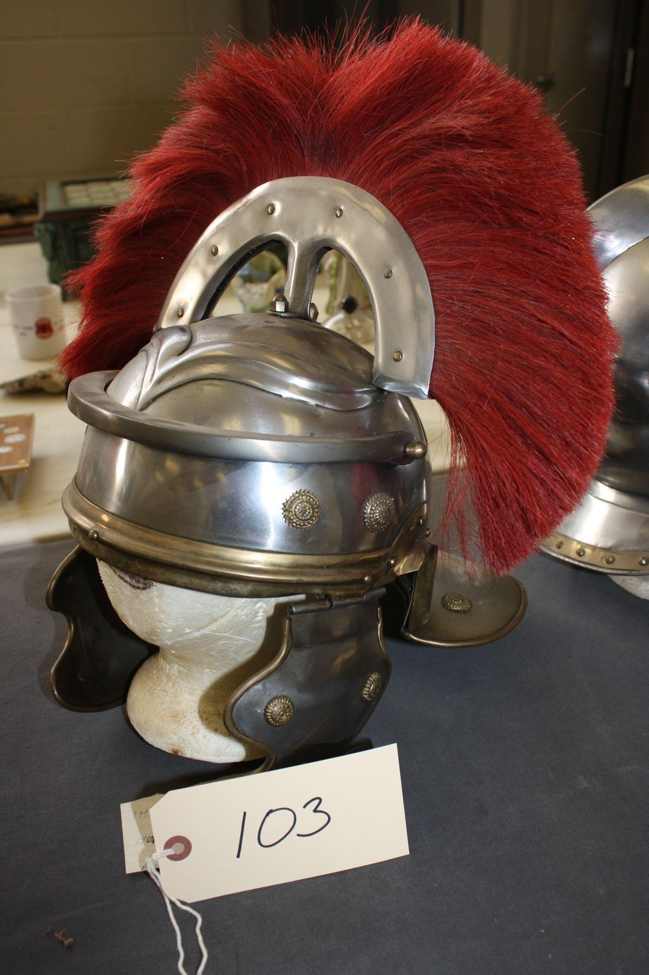 ROMAN HELMET WITH RED PLUME, 16 3/4" TALL