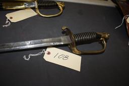 U.S. MILITARY DRESS SWORD WITH METAL & BRASS SCABBARD, 42" LONG