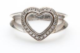 CHOPARD RING. HEART WITH DIAMONDS. 18K WHITE GOLD