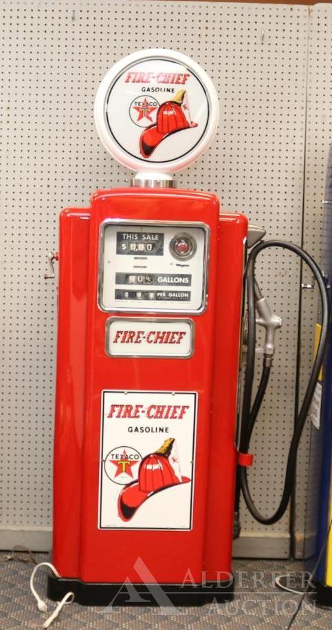 Wayne 100-B Gas Pump Restored in Texaco Red Chief Gasoline