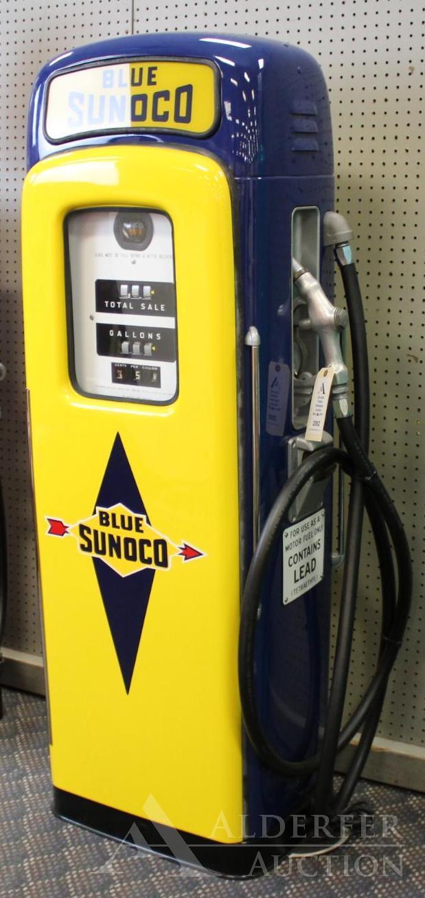 Martin & Schwartz/Wayne Model 80 Gas Pump Restored in Blue Sunoco Gasoline