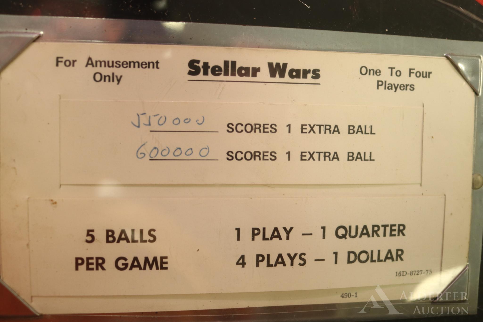 Williams Electronics "Stellar Wars" Pinball Machine