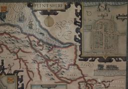 Map of Flintshire, England by John Speed--1612