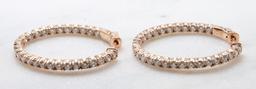 14K Rose Gold and Diamond Hoop Earrings