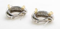 18KY and White Gold Diamond Earrings