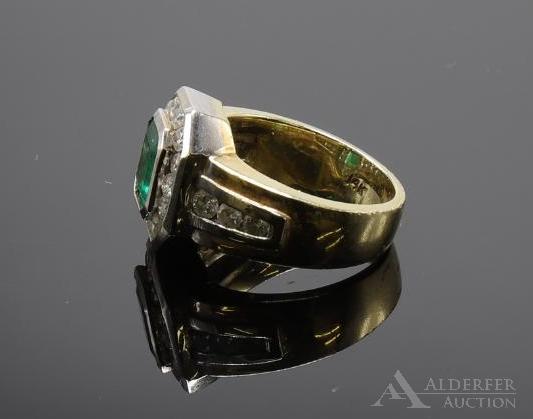 14KY and White Gold Emerald and Diamond Ring