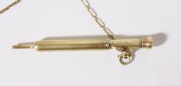 14KY Gold Pocket Watch Chain with Pencil Fob