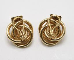 14KY Gold Knocker Look Knot Earrings