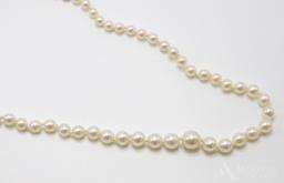 14KY Gold Pearl Necklace with Sapphire