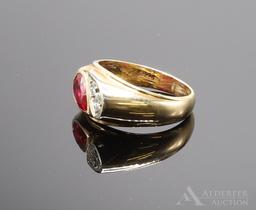 14KY and White Gold Ruby and Diamond Ring