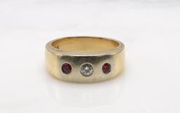 14KY and White Gold Ruby and Diamond Ring