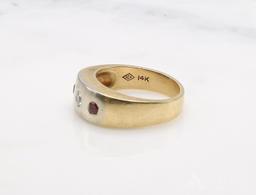 14KY and White Gold Ruby and Diamond Ring