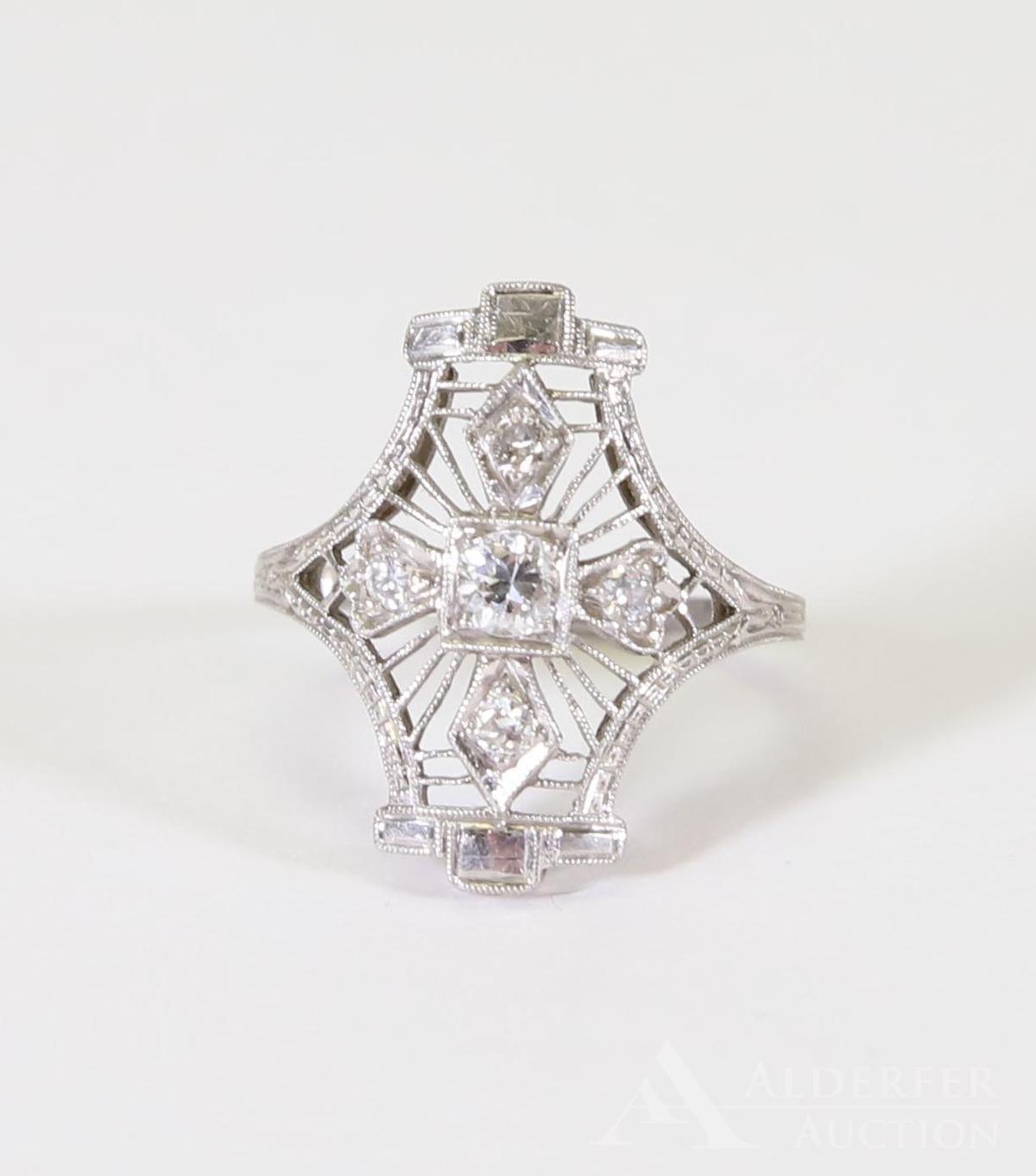 Platinum Filigree Diamond Ring