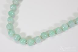 14KY Gold Green Jade Bead Necklace