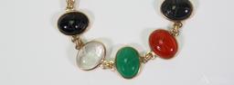 14KY Gold Multi-Stone Scarab Bracelet