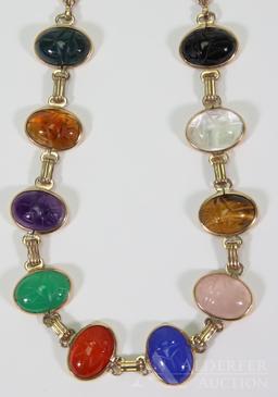 10KY Gold Multi-Stone Scarab Necklace