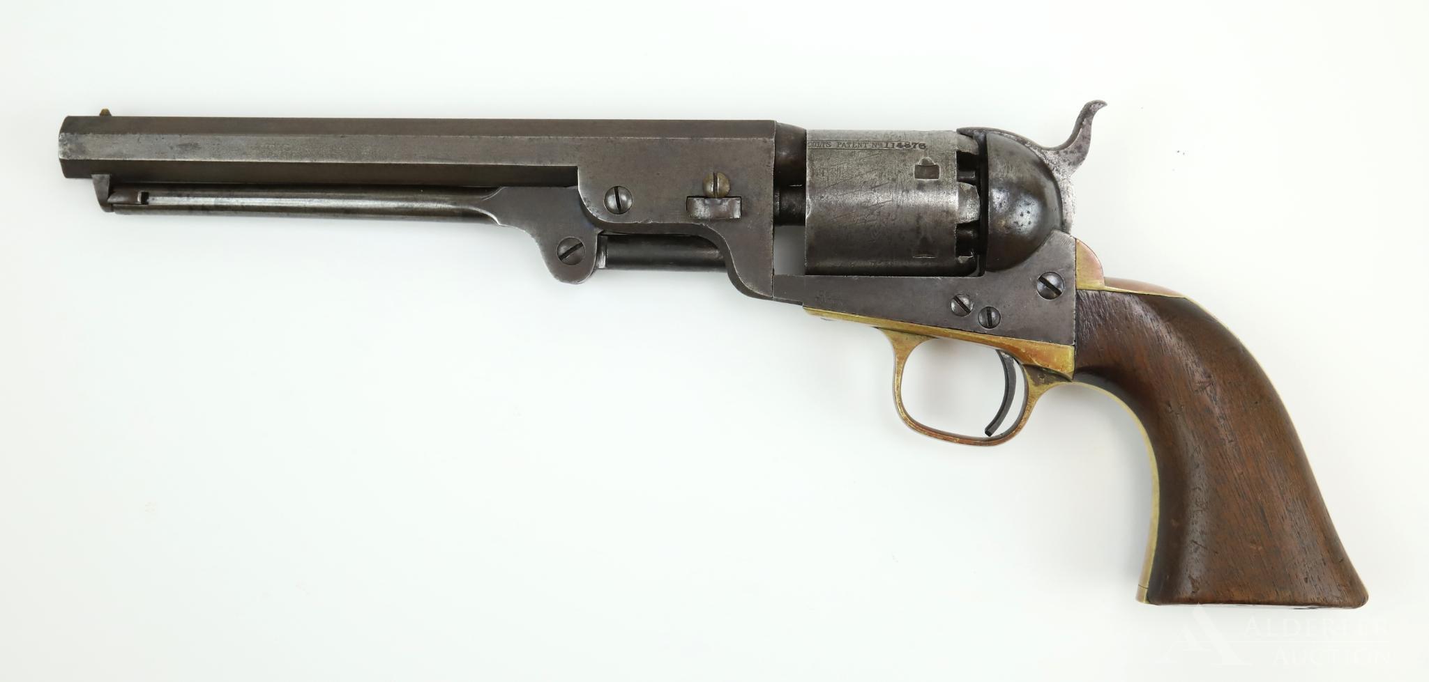 Pair of Presentation Colt Model 1851 Navy Revolvers Housed In Original Pommel Holsters Presented to