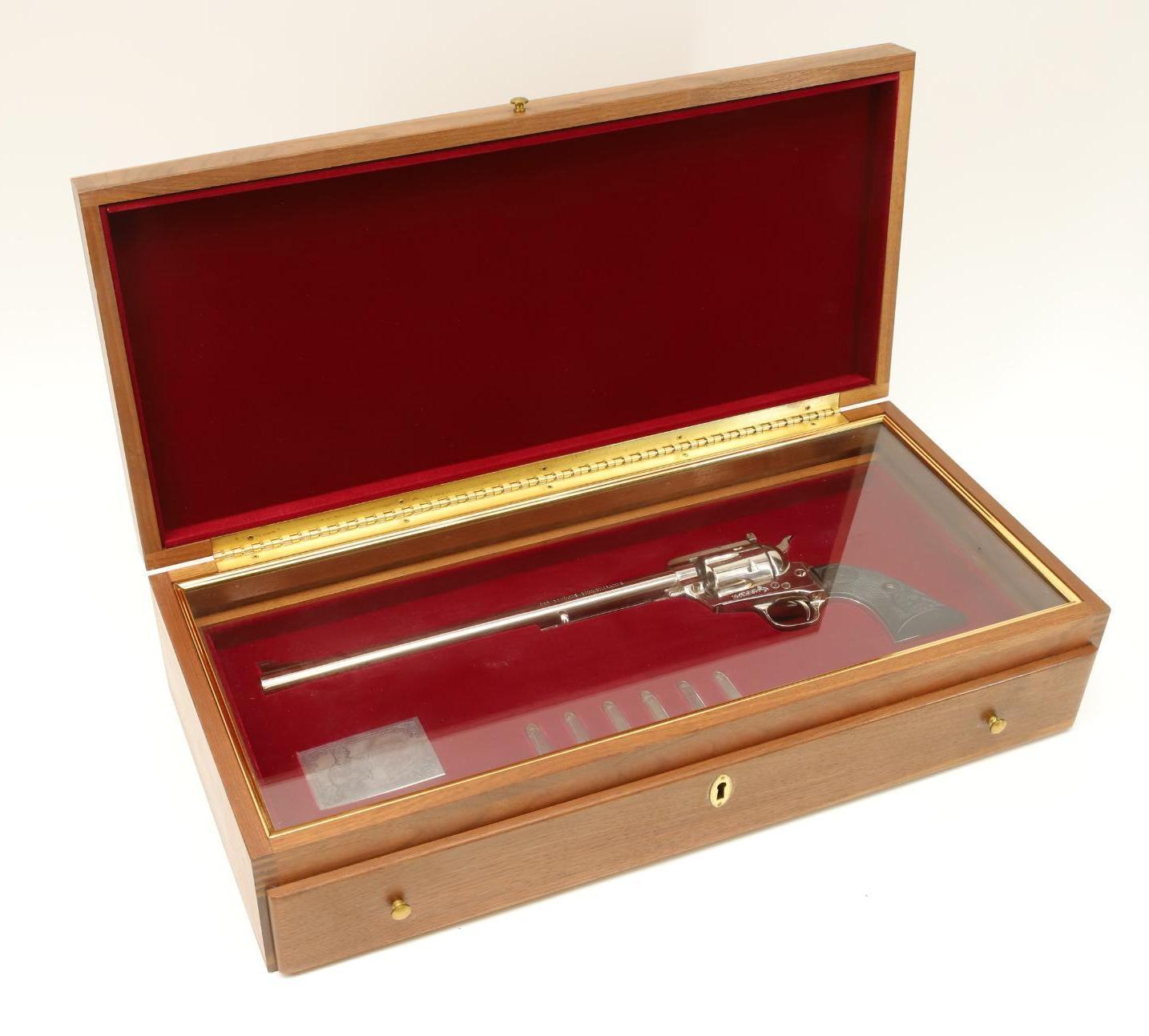 Colt SAA New Frontier Ned Buntline Commemorative Single Action Revolver Display Case Set.