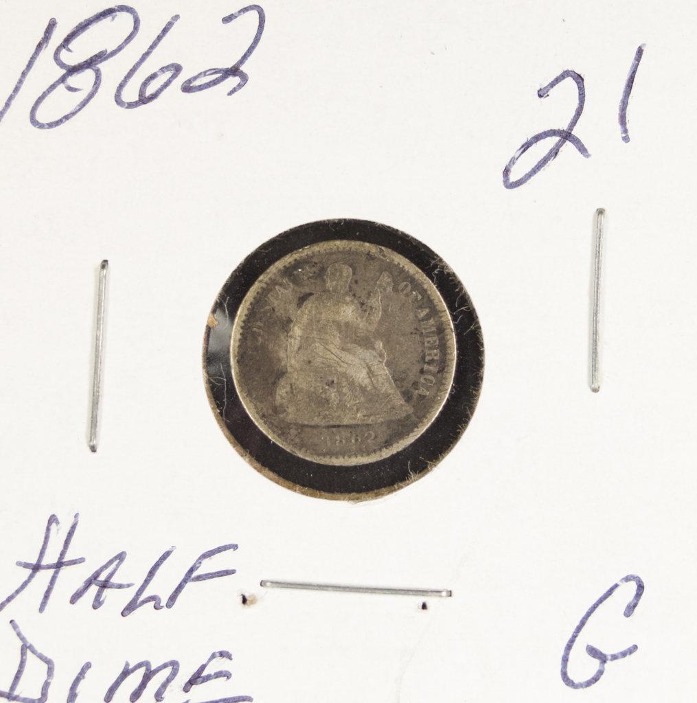 1862 Seated Liberty Half Dime - G