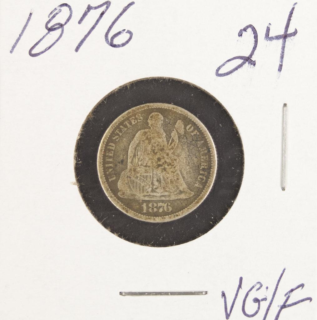 1876 Seated Liberty Dime - VG/F