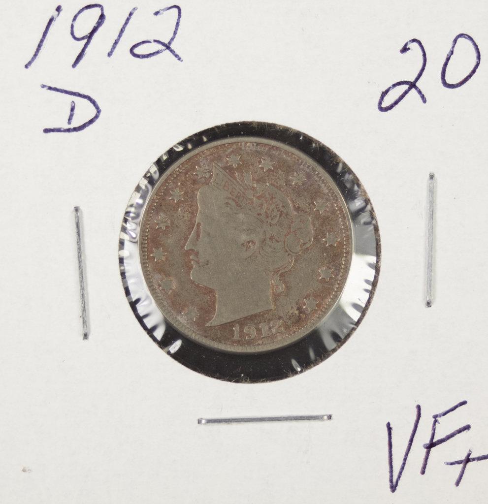 1912-D LIBERTY HEAD "V" NICKEL - VF+