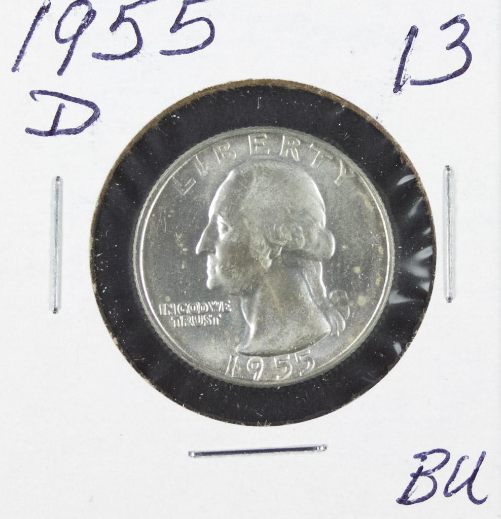 1955-D WASHINGTON QUARTER - BU