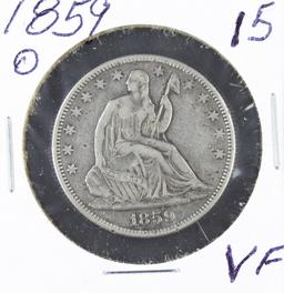 1859 - O SEATED LIBERTY HALF DOLLAR - VF