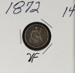 1872 - SEATED LIBERTY HALF DIME - VF