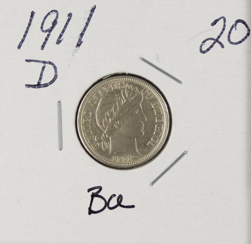 1911-D BARBER DIME - BU