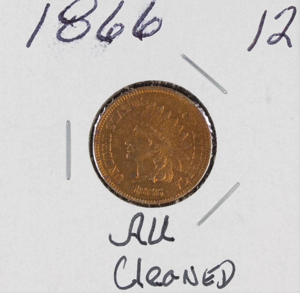 1866 - INDIAN HEAD CENT - AU/CLEANED