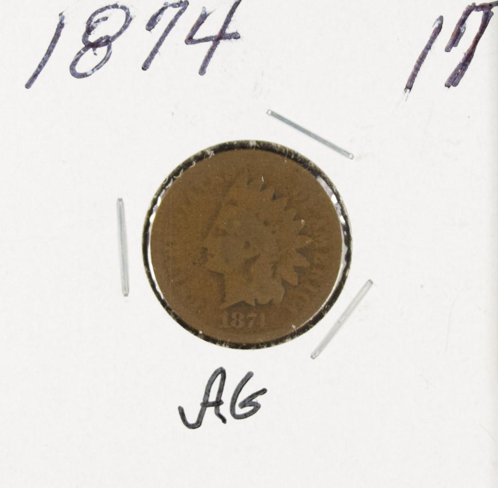 1874 - INDIAN HEAD CENT -AG