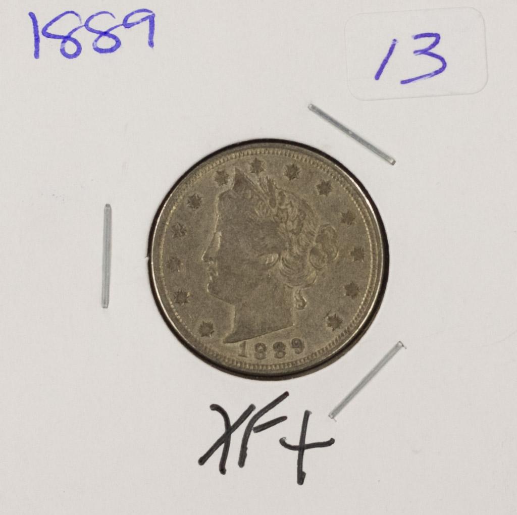 1889 - LIBERTY HEAD "V" NICKEL - XF+