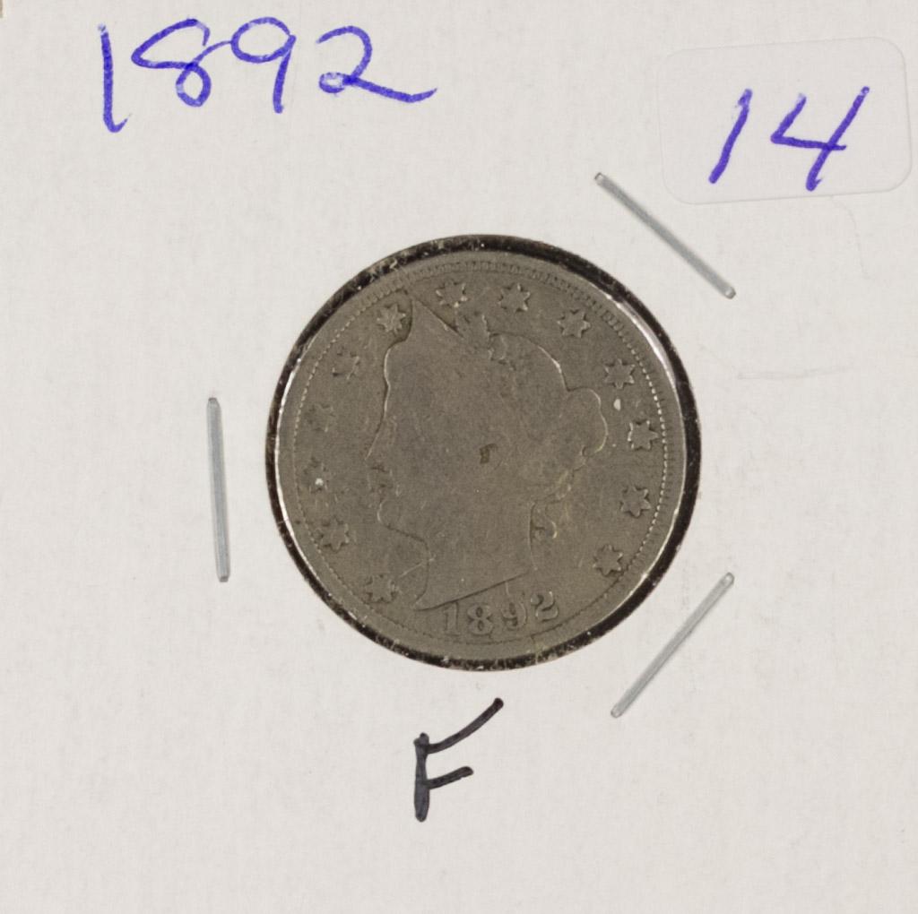 1892 - LIBERTY HEAD "V" NICKEL - F