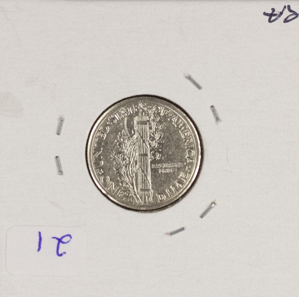 1927-S MERCURY DIME - CH AU