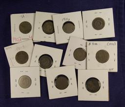 Lot of 11, Liberty "V" Nickels - G-VG