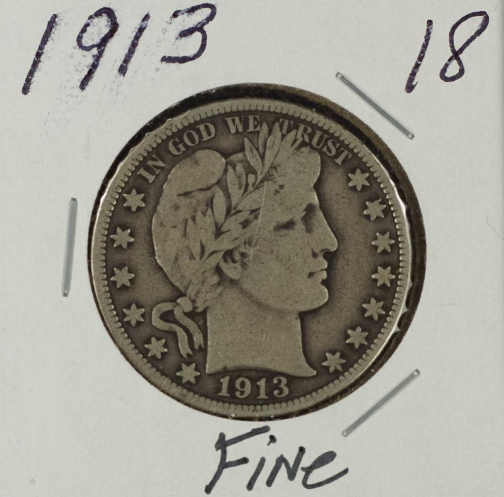 1913 - BARBER HALF DOLLAR - F