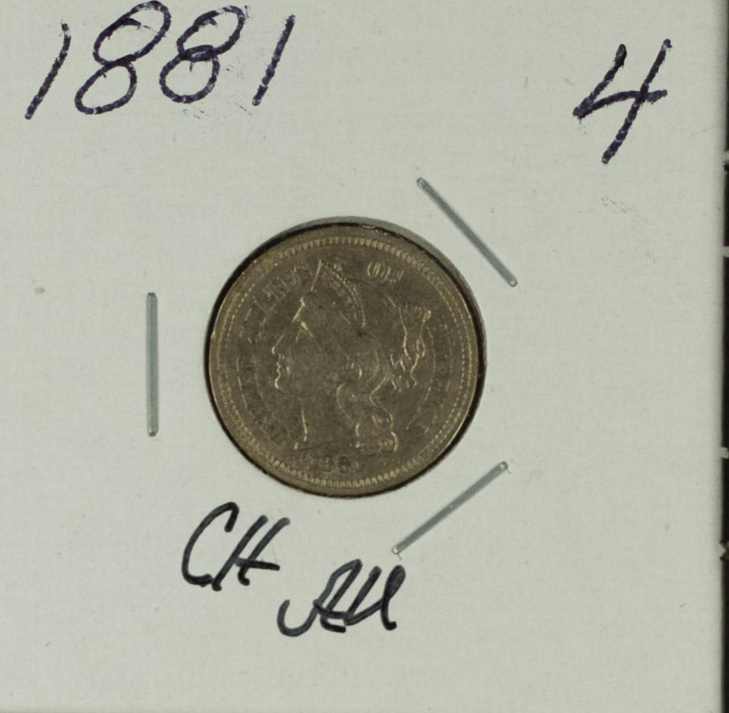 1881 - THREE CENT PIECE - AU