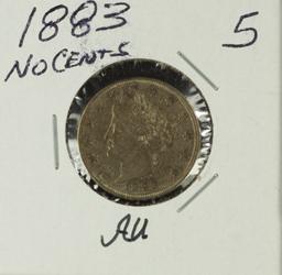 1883 - NO CENTS LIBERTY "V" NICKEL- AU