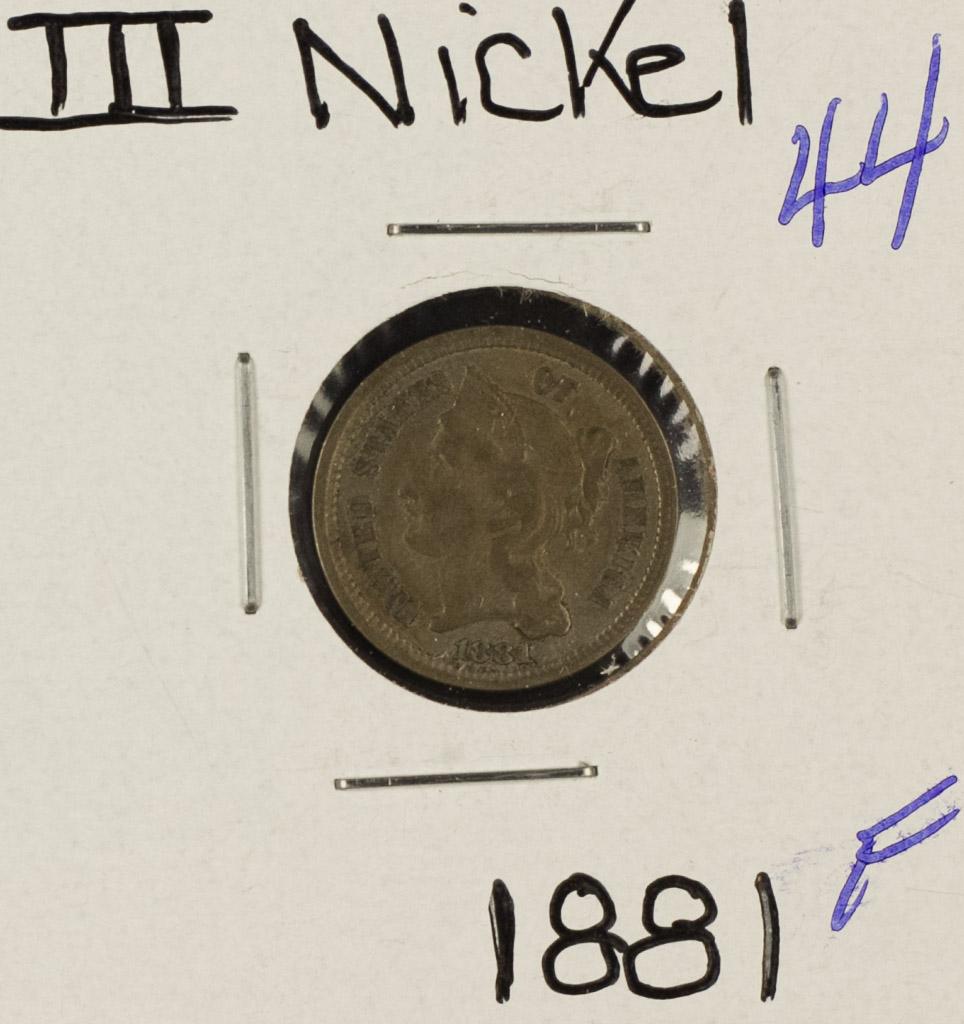 1881 - NICKEL THREE CENT PIECE - F