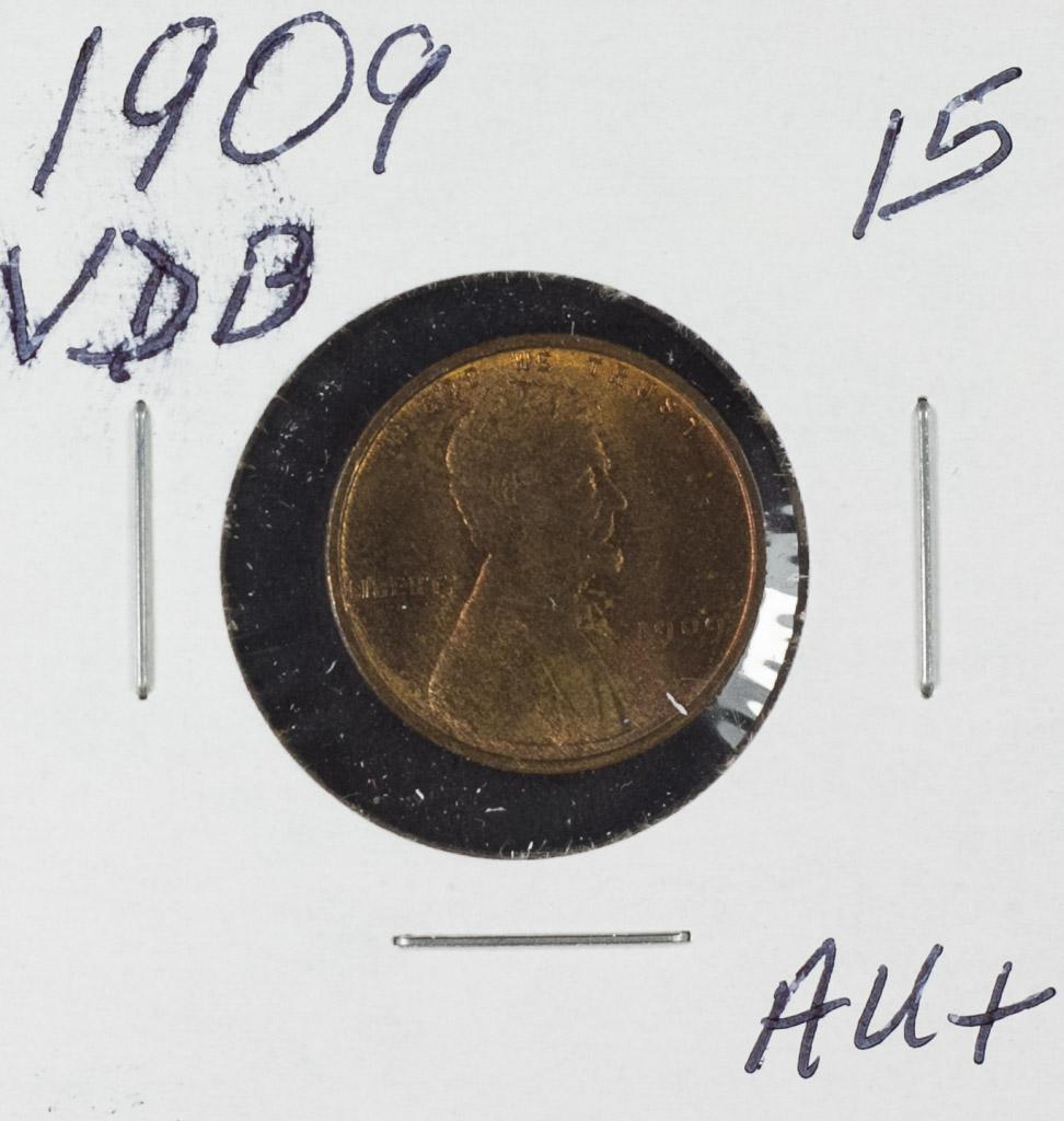 1909 VDB LINCOLN CENT - AU+