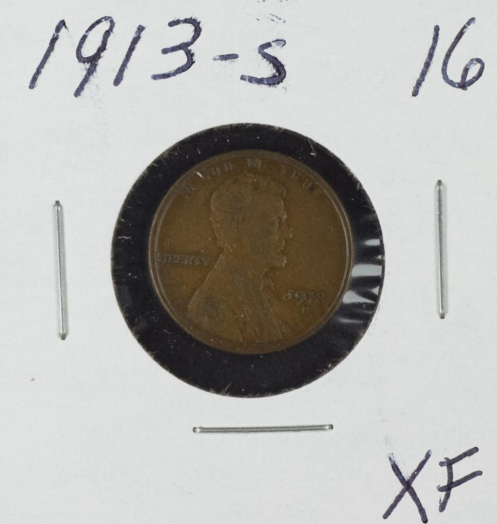 1913-S LINCOLN CENT - XF