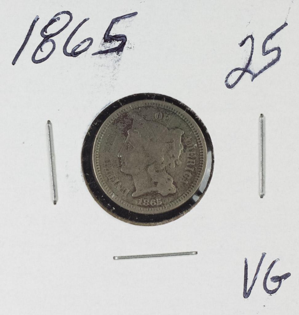 1865 - NICKEL THREE CENT PIECE