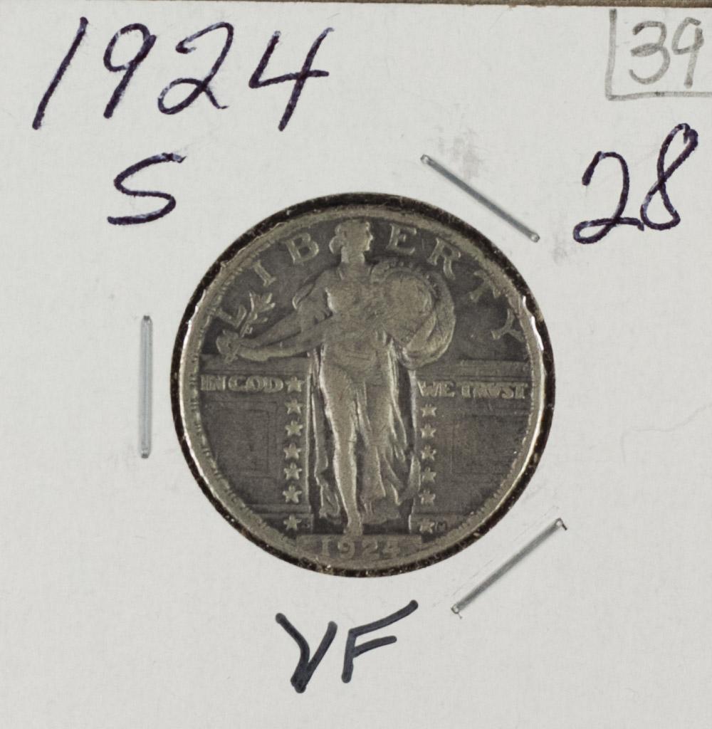 1924-S STANDING LIBERTY QUARTER - VF